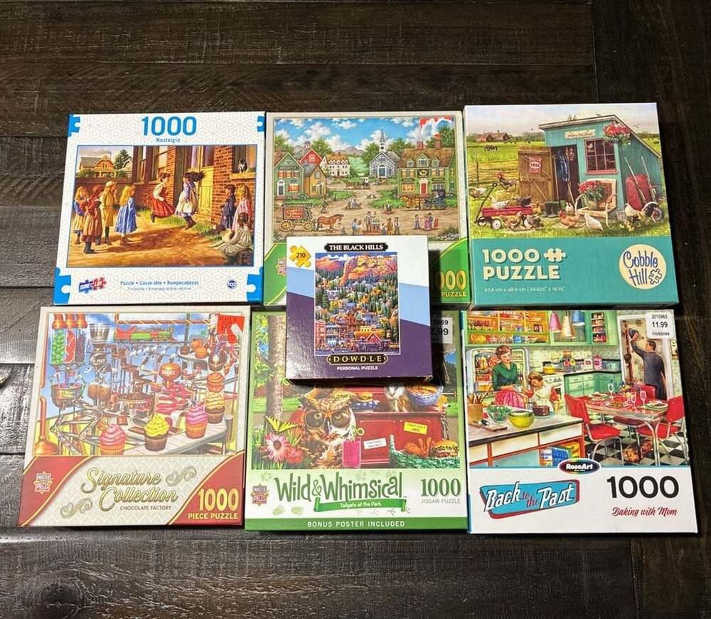 Lot Of 7 Complete Puzzles, Most Are 1000 Pieces Each, EUC. MasterPieces and othe